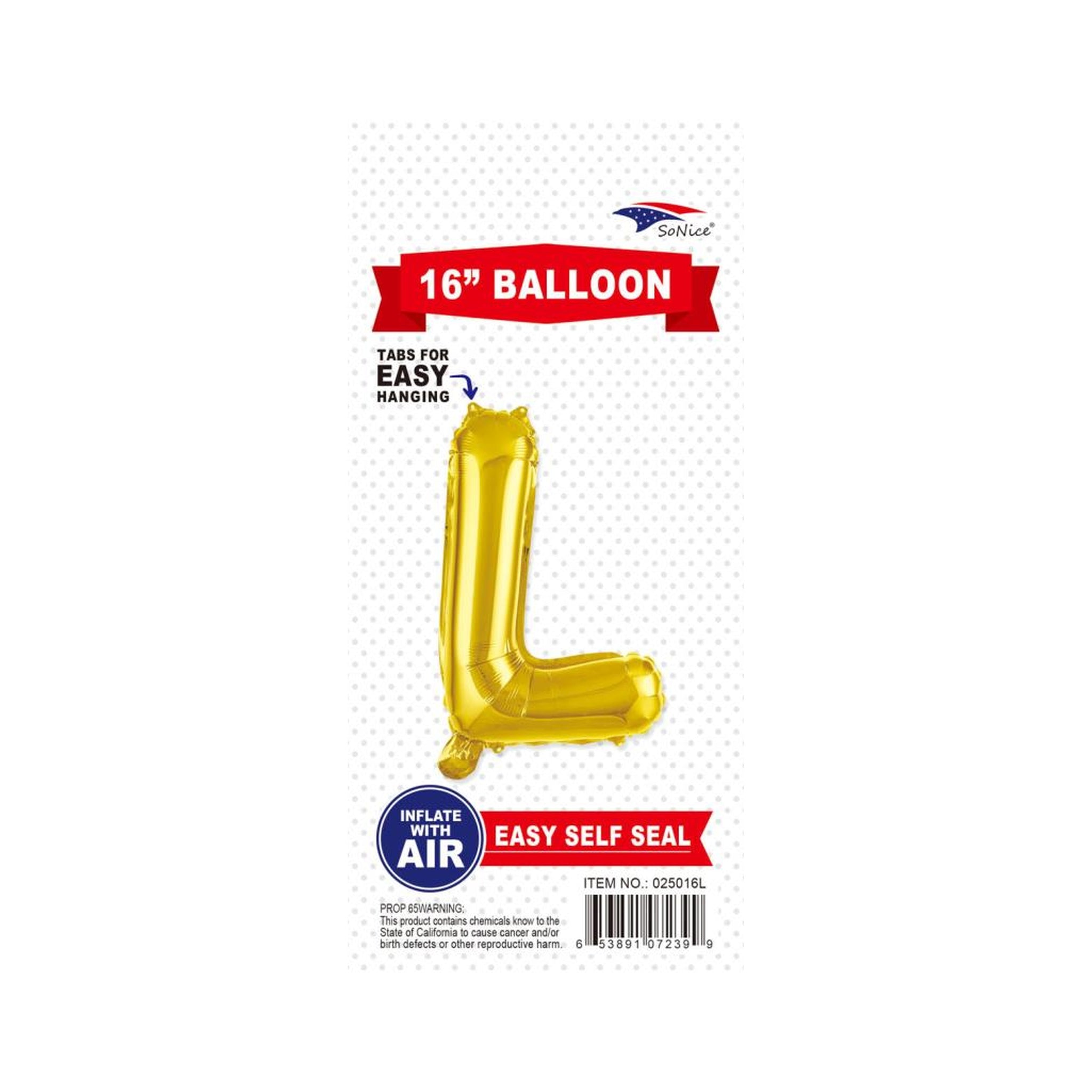 16"Foil Balloon Letter L Gold